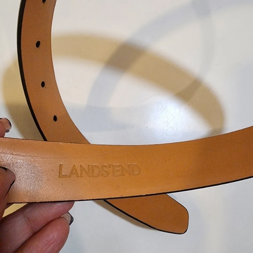LAND'S END men's Brown Cow Leather Belt size 40